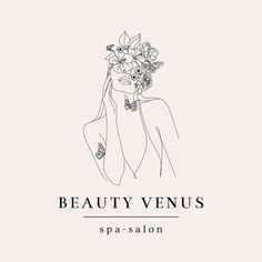 a woman with flowers in her hair and the words beauty venus spa salon