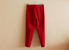 "Ralph Lauren Pants Red Pants Red Women's Pants Red Denim Pants Denim Trousers Red Ralph Lauren Denim Pants Jeans Pants High Waist Shown on model M/L Label size: 12 Measurements(lying flat): Waist: 16.5\"/ 42 cm Length: 41\"/ 104 cm Inseam: 29.5\"/ 75 cm From crotch to waist line: 12\"/ 30.5 cm Hips: ~20.5\"/ 52 cm Condition: Great Vintage Condition Material: 99% cotton,1% lycra Please check measurements to insure a proper fit. Remember to allow yourself some extra room for movement. You can com High Waist Red Cotton Bottoms, Red High Rise Bottoms With Pockets, Red Vintage Bottoms For Fall, Red High Waist Cotton Pants, Red High-rise Bottoms For Work, Red High Rise Bottoms For Work, Red Tapered Leg Bottoms For Fall, Red Bottoms With Belt Loops For Spring, High Rise Red Bottoms For Work