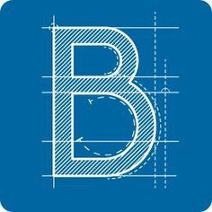 the letter b is drawn in blue and white