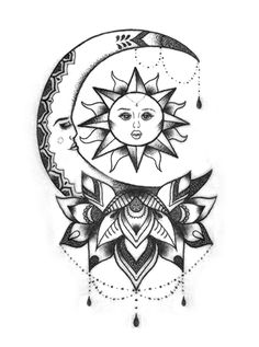 the sun and moon tattoo design