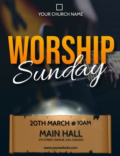 worship sunday flyer with guitar player