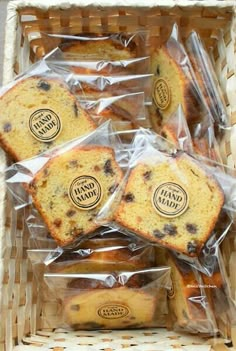 four pieces of bread sitting in a basket