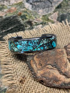 "*  Mixed Kingman Turquoise Stainless Cuff Bracelet. *  0.75\" (18 mm) Wide.  3.6 mm Thickness. *  Round edges and Polished. *  pictured  Sample has 7\" Wrist and 55 g ( 2 oz). *  Made to order.  Once Finished, it can not be resized and returnable.  Please make it sure your wrist size,tight measure on the wrist bone.  Do not add or less on your measured size. *  Each Turquoise pattern is different but will be kept as close as listed one. *  For hand stamping, please leave it on the Note.  Try is Turquoise Cuff Bracelet With Polished Finish, Blue Polished Bangle Cuff Bracelet, Turquoise Bracelet With Polished Finish As Gift, Adjustable Turquoise Bracelet With Polished Finish, Adjustable Turquoise Bracelets With Polished Finish, Turquoise Bracelets With Polished Finish As A Gift, Turquoise Bracelets With Polished Finish For Gift, Gift Turquoise Bracelet With Polished Finish, Adjustable Turquoise Cuff Bracelet With Polished Finish