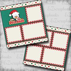 two christmas cards with santa claus on them