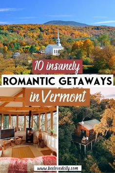 Selection of the most romantic destinations in Vermont and places to stay. Vermont Honeymoon, Vermont Weekend Getaway, Best Places To Stay In Vermont In The Fall, Vermont Spring, Vermont Usa, Vermont Winter, Vermont Vacation, Romantic Travel Destinations