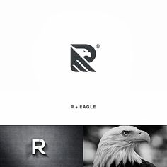 the logo for r - eagle is shown in black and white, with an eagle's head