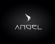 an angel logo on a black background with the word angel written in white letters,