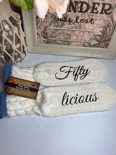 Perfect 50th Birthday Gift for women | fiftylicious | 50 and fabulous | customize with your own saying Bridesmaid Socks, Sweet 16 Party Favors, 50th Birthday Gifts For Woman, Sweet 16 Gifts, Peoria Az, 16th Birthday Gifts, Fuzzy Socks, Sweet 16 Parties, 50th Birthday Gifts