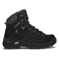 Women's Renegade GTX Mid - Deep Black - Baker's Boots and Clothing Lowa Boots, Lowa Renegade, Weekend Hiking, Hiking Women, Deep Black, Cool Boots, Nubuck Leather, Steel Blue, Gore Tex