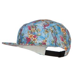 Men's Blossom Print 5 Panel CapMade of 50% Cotton, 50% Polyester.One size fits most men with an adjustable plastic clip closure, fitting up to 60 cm.Same material Inner band.Adult/Men.Crown measures 3 1/4 inches deep.Bill measures 2 3/4 inches long.Hand wash only.Imported. Floral blosson design in multiple colors printed on 5 panel cap for men.Crown and bill features floral print design.Bill is stiff, flat, trimmed, and same color under bill.Front panel is constructed.2 ventilation holes are placed on each side panels.5 panels.Mid profile.Our Men's Blossom Print 5 Panel Cap features floral design printed all around the cap great to wear this spring on getaways or vacations.All Season.8(W) X 10 1/4(L) X 4(H) inches.Light, soft, and durable material.Available in different colors and styles. Men's Baseball Cap, Cap For Men, Blossom Print, Floral Print Design, Cap Mens, Sticker Patches, Patch Design, Custom Hats, Ball Cap