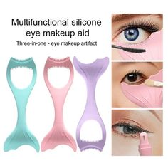 Description: With soft and flexible, this eye makeup aid is easy to clean. It features a mermaid design that is cute and beautiful, with a removable fish tail section for easy storage and portability. With various angled curves and serrated stops, this is an all-in-one mascara brush tool that helps you easily and quickly complete the process of eyeliner, eyebrow pencil, eye shadow, mascara brush and makeup application. It is constructed of silicone material. The length of this product is 15cm, t Eyeliner Guide, Eye Stencil, Eye Makeup Stencil, Day Eye Makeup, Eyeliner Application, Eyeliner Stencil, Eye Makeup Tools, Eye Makeup Styles, Simple Eyeliner