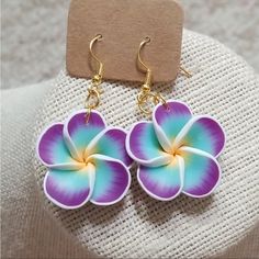 Handmade Floral Turquoise/Purple Earrings Summer Peach Adjustable Purple Flower Earrings As Gift, Purple Bohemian Flower Earrings As Gift, Adjustable Purple Flower Earrings For Gift, Purple Dangle Jewelry For Beach, Handmade Purple Beach Jewelry, Purple Bohemian Flower Earrings For Gift, Bohemian Purple Flower Earrings For Gifts, Purple Drop Earrings For The Beach, Purple Bohemian Earrings For Beach