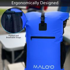 Malo'o Racks DryPack Dark Blue Malo'o DryPack Waterproof Backpack Cooler Waterproof Standard Backpack For Outdoor, Blue Bags For Outdoor Activities, Rectangular Backpack With Water Bottle Pocket For Outdoor Activities, Practical Blue Bag For Outdoor Activities, Durable Blue Bags For Outdoor Activities, Practical Blue Backpack For Outdoor Activities, Waterproof Outdoor Bags, Blue Packable Bags For Outdoor Activities, Rectangular Backpack With Water Bottle Pocket For Outdoor