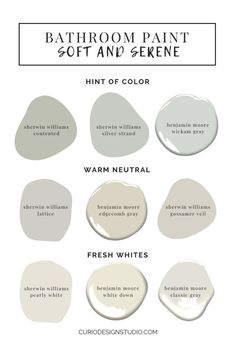 the best neutral paint colors for bathroom walls, floors and ceilings with text overlay