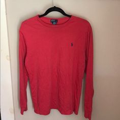 Never Worn Boys Xl Red Long Sleeve T-shirt For Spring, Casual Red T-shirt For Fall, Casual Red Tops For Fall, Casual University Red Top For Fall, Casual Long Sleeve Red T-shirt, Casual Red Long Sleeve T-shirt, University Red Long Sleeve Top, University Red Long Sleeve Casual T-shirt, Casual Long Sleeve University Red T-shirt