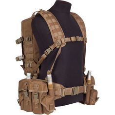 an image of a back pack with bottles in it's pockets and shoulder straps