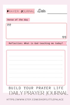 a pink prayer journal with the words pray journal written on it