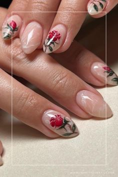 Rose Nails Acrylic Art Designs, Pink Roses Nails, Pink Rose Nail Designs, Pink Rose Nail Art, Rose Art Nails, Rose Inspired Nails, Roses Nails Design, Rose Nails Acrylic, Rose On Nails