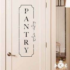 a door with the word pantry painted on it