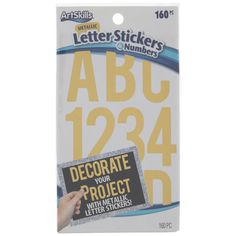 a package of stickers with the words, decorate your project and letter stickers