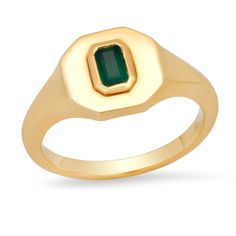 14K Gold Emerald .25ct Signet Ring 14k Gold Emerald Ring With Vs Clarity, Classic Green Open Signet Ring, Timeless Yellow Gold Signet Ring With Emerald, Timeless Yellow Gold Emerald Signet Ring, Classic Emerald Signet Ring With Bezel Setting, 14k Gold Emerald-cut Sapphire Ring With Vs Clarity, Classic 14k Gold Polished Birthstone Ring, Classic 14k Gold Birthstone Ring With Polished Finish, Fine Jewelry 14k Gold Emerald Ring With Vs Clarity