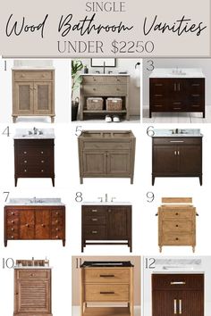 wood bathroom vanitys under $ 250 with different styles and finishes to choose from for the sink