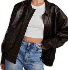 Trendy Oversized Leather Outerwear, Oversized Faux Leather Jacket For Spring, Chic Oversized Brown Leather Jacket, Chic Oversized Leather Jacket For Fall, Oversized Faux Leather Jacket For Fall, Oversized Leather Outerwear For Fall, Oversized Faux Leather Outerwear For Fall, Trendy Oversized Faux Leather Jacket, Oversized Trendy Faux Leather Jacket