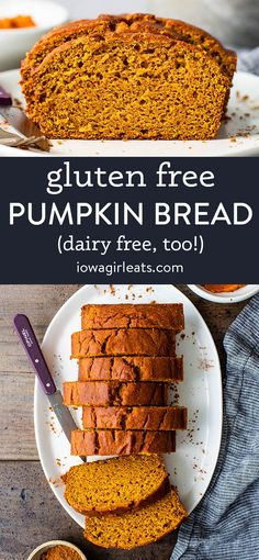 slices of gluten free pumpkin bread on plates