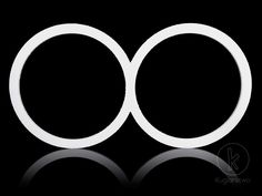 two white rings on a black background