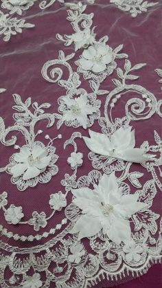 3D lace with pearls.Symmetrical embroidery floral pattern, with beautiful flowers.Perfect for the dress, tops, skirts, accessories, wedding dresses, veils and other clothing.Very impressive and elegant.Both sides are out.Item: EVS047CBFColours: CreamStyle: FrenchWidth: 130 cm, shown for one meter (100 cm x 130 cm)It is sold per meter.If you need any other measures, please contact us.*Great trade acceptable!We ship from Latvia (EU) worldwide via Priority mail (with the Latvian Post).Estimated del Lace With Pearls, Brussels Lace, Veil Lace, Blue Glassware, Lace Veil, Lace Fabrics, Embroidered Lace Fabric, Lace Veils, Ivory Bridal