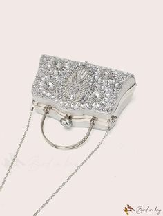 BirdinBag - Elegant Rhinestone-Embellished Small Box Bag for Weddings, Proms, and Special Events Box Bag, Small Boxes, Special Events, Prom, Weddings, Silver, Pattern, Color