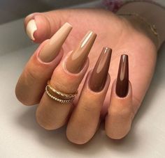 Monochromatic Brown Nails, Fall Color Nail Designs 2023, Trending Nails 2023 Fall, Solid Color Acrylic Nails Fall, Filipino Nails, Nails Ideas For Fall, Brown Nails Ideas, Sweater Weather Nails, Nail Designs Chic