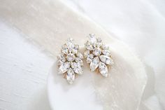 Statement Bridal earrings, Swarovski crystal studs, Wedding jewelry - – Treasures by Agnes Statement Bridal Earrings, Bridal Statement Earrings, Crystal Bridal Earrings, Earrings Aesthetic, Vintage Style Earrings, Bridal Look, Delicate Design, Creating Jewelry, Perfect Palette