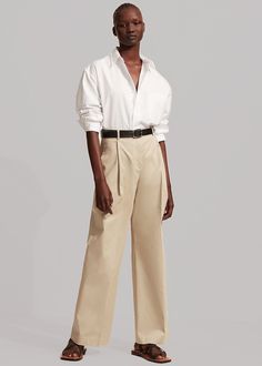 Matteau Summer Chino - Sand Pants Matteau Color Sand, 90s Inspired, Cotton Twill, Khaki Pants, Inside Out, Wide Leg, Organic Cotton, Size 2, Cotton Blend