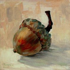 a painting of an acorn on the ground