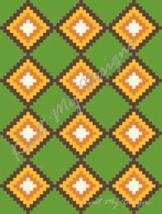 a cross stitch pattern in yellow and green