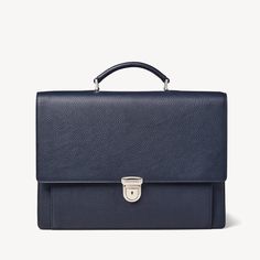 City Navy Blue Leather Briefcase | Aspinal of London Modern Textured Leather Briefcase For Work, Modern Textured Leather Briefcase For Office, Saffiano Leather Briefcase With Palladium Hardware For Business, Saffiano Leather Briefcase With Palladium Hardware, Luxury Textured Leather Briefcase For Business Trips, Timeless Textured Leather Briefcase For Business, Modern Blue Briefcase For Business, Modern Leather Briefcase With Palladium Hardware, Modern Textured Leather Briefcase