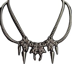 Handmade Edgy Metal Necklaces, Edgy Metal Jewelry With Spikes, Edgy Adjustable Stainless Steel Necklace, Handmade Metal Edgy Choker, Edgy Stainless Steel Choker Necklace, Adjustable Punk Stainless Steel Necklace, Punk Stainless Steel Clavicle Chain Necklace, Edgy Metal Necklace With Silver Chain, Punk Necklace With Adjustable Chain