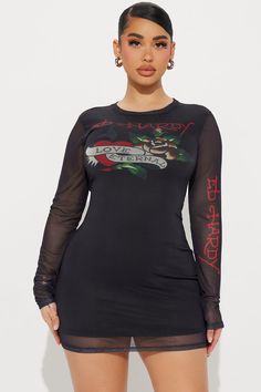 Ed Hardy Love Mini Dress - Black | Fashion Nova, Dresses | Fashion Nova Ed Hardy Dress, Ed Hardy Aesthetic, Unique Mini Dresses, Y2k Aesthetic Outfits, Ed Hardy, Popular Outfits, Mini Black Dress, Streetwear Fashion, Fashion Nova