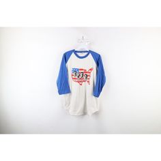 Vintage 80s Mens Large The Statler Brothers Band 3/4 Sleeve Raglan T-Shirt Usa Mens T-Shirt Blemishes On The Front Botttom. Has Color Fade. Usa Made Mens Size Large Measurements Are: 19.5 Inches Underarm To Underarm 28.5 Inches Top To Bottom Blue 50% Cotton 50% Polyester Check Out My Other Items In My Store! T1691 Long Sleeve Cotton Tops For 4th Of July, Cotton Long Sleeve Top For 4th Of July, Blue Raglan Sleeve T-shirt For Summer, 90s Style Long Sleeve Blue T-shirt, 90s Blue Long Sleeve T-shirt, 90s Style Blue Long Sleeve T-shirt, Vintage Cotton Tops For 4th Of July, White Long Sleeve T-shirt For 4th Of July, Vintage Cotton Tops With 3/4 Sleeves