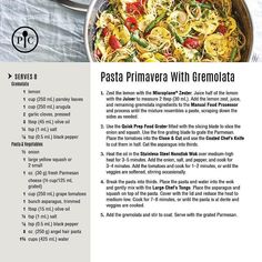 the recipe for pasta primavera with gremolata