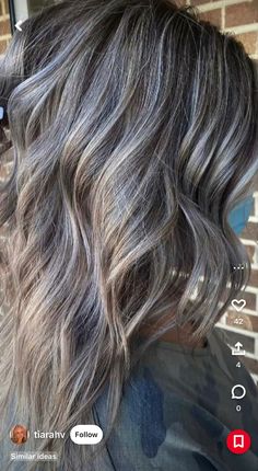 Long Bob Haircuts Gray Hair, Hair Color Ideas For Transitioning To Gray, Grey Coverage For Brunettes, Ash Hilights Brown Hair, Grey Blend Balayage, Blending Grays Into Brown Hair, Gray Hair Under 40, Grey Highlights Short Hair