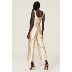 Ivory satin (100% Polyester). Lining (100% Recycled Polyester). Pants. Front zipper closure. 26" inseam. 12" rise. imported. Polyester Pants, Rent The Runway, Closet Designs, Matching Top, Front Zipper, Trousers, Satin, Zipper, Pants