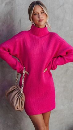 Details: Slim fit Sweater dress Long sleeves Free Shipping! Size Chart： Size Length Bust inch cm inch cm S 28.3 72 33 84 M 28.7 73 34.6 88 L 29.1 74 36.2 92 XL 29.5 75 37.8 96 Hot Pink Sweatshirt, Sweater Dress Long, Blazer Outfits Casual, Mini Dress Hot, Sweater Mittens, Slim Fit Sweater, Long Sweater Dress, Dress Long Sleeves, Ribbed Knit Sweater