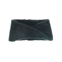 the headband is made out of dark gray wool and has a knot at the top