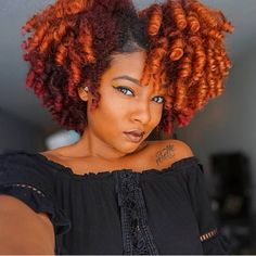 Orange Perm Rods On Natural Hair, Afro Hair Red, Sisterlocks Red Color, Red Coily Hair, Bright Orange Curly Hair, Hair Color Orange, Baby Boy Swag, Ginger Hair Color, Orange Hair