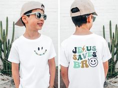 Jesus Saves Bro T-Shirt, Christian Toddler Shirt, Kid Religious, Shirts for Kids               Trending Kids Outfits, Christian Shirt, Bible Verse Tee, Jesus Shirt, Faith Tshirt Materials: White, Natural & Pink: 100% cotton H. Gray: 90/10% cotton/polyester Production time: 1-3 business days Shipping time: 2-6 days Delivery time: Usually within 3-9 days depending on your location and selected shipping service. Care Instruction: Inside out, wash with delicate cycle. Lay flat to dry Do not bleach Do not iron directly onto the design Do not dry clean SoGoodKids to see more from our shop, please visit https://www.etsy.com/shop/SoGoodKids White Fun T-shirt With Heat Transfer Vinyl, Fun White T-shirt With Heat Transfer Vinyl, Christian Kids Shirts, Kids Faith, Jesus Saves Bro, Bible Verse Tees, Modesty Outfits, Christian Kids, Jesus Shirt