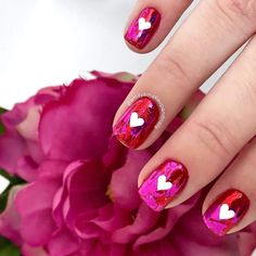 Valentine Square Nails, Lexi Nails, Vday Nails, Unghie Nail Art, Eye Nail Art, Nails Desing, Valentine's Day Nails