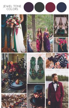 a collage of photos with different colors and designs on them, including purples, green