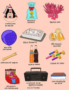 an illustrated poster with different items in spanish